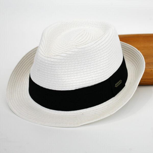 Καπέλο Καβουράκι Άσπρο-Μαύρη Κορδέλα