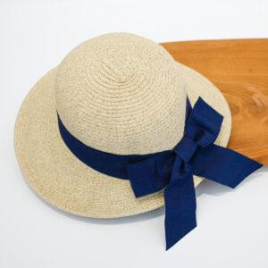 Καπέλο Γυναικείο με Φιόγκο Beige-Navy