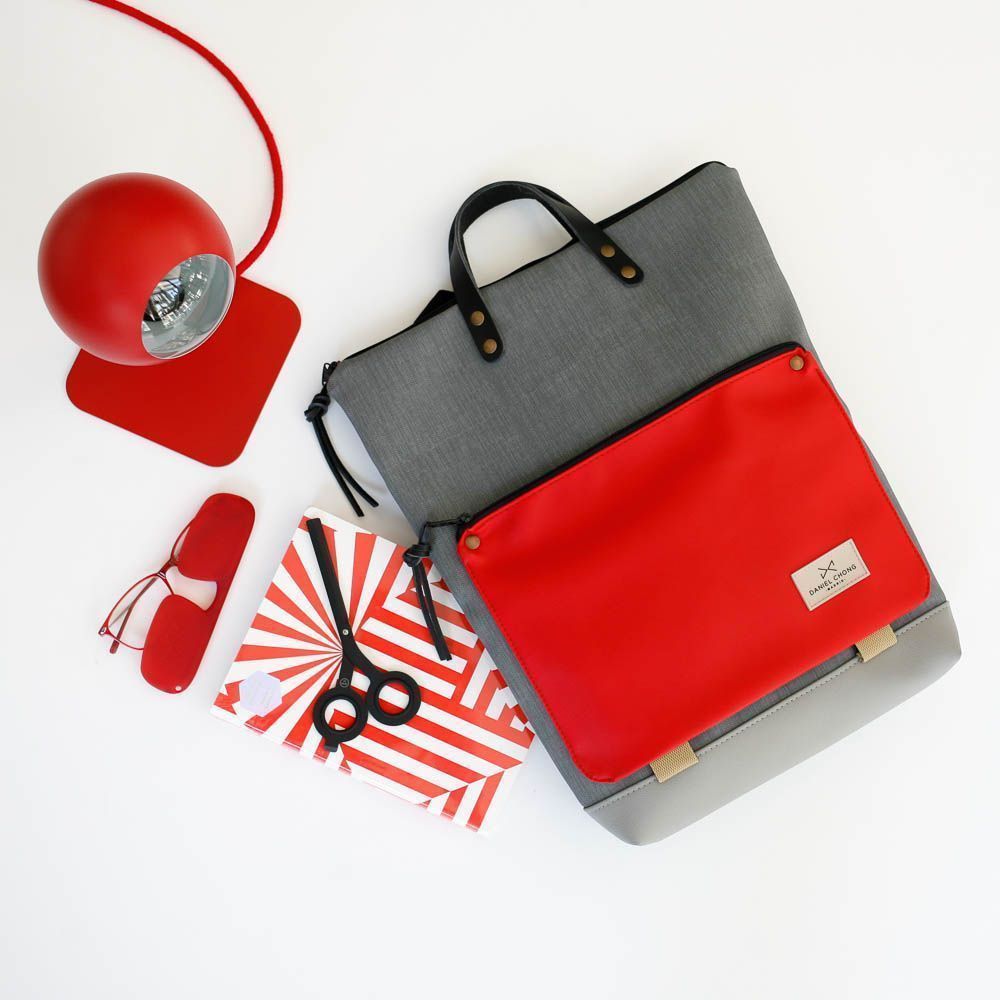 Daniel-Chong Backpack Grey+Red
